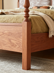 Premium Solid Wood <b>Bed</b> <b>Frame</b> French Vintage Double Round Upholstered Headboard Floral Pattern Comfortable Bedroom Furniture Stab - Product Image 6