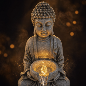 Fuente de Agua con Diseño de Buda y Loto en Resina, Cascada Decorativa con Luz LED para Interiores, Jardín o Patio - Product Image 2