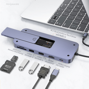PD100W เชื่อมต่อที่เก็บข้อมูลมือถือ7-in-1 TYPE-C + USB 3.1 4K60Hz SD TF พร้อม <span class=keywords><strong>M</strong></span>.<span class=keywords><strong>2</strong></span> SATA NVMe SSD - Product Image 1