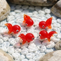 Figurine de poisson rouge en verre soufflé de Murano, ornement décoratif, artisanat en verre de poisson rouge