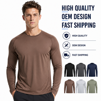 T-shirt de sport pour homme à manches longues, col rond, extensible, respirant, à séchage rapide, personnalisé, pour la course à pied, la remise en forme et l'entraînement