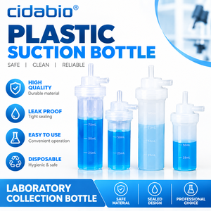 Bouteille d'absorption en plastique, flacon tampon à bulles en polyéthylène PE pour la collecte de gaz en laboratoire 75 ml 100 ml - Product Image 1