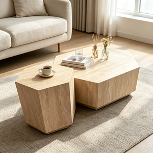 Modern Black Marble Coffee <b>Table</b> with Metal Frame Contemporary Living Room Furniture <b>Nesting</b> Design - Product Image 3
