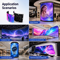 Écran LED flexible P1.25 P1.86 P2 P2.5, module LED souple, panneau circulaire, mur vidéo pliable, panneau d'affichage créatif, prix OEM