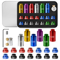 Kit de comparaison de calibre de précision avec 14 inserts de calibre et 6 embouts universels pour le rechargement de calibres .17-.45