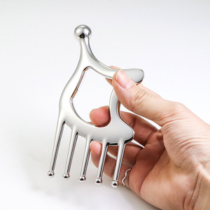 Metall-<span class=keywords><strong>Gua</strong></span>-<span class=keywords><strong>Sha</strong></span>-Massagegerät für Kopf und Körper, tragbarer Kopfhautmassagekamm, Triggerpunkt-Werkzeug für tiefe Entspannung und Linderung - Product Image 1