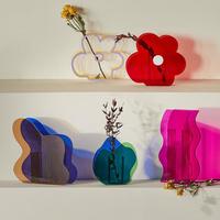 Décoration d'intérieur, vase en acrylique Perspex en forme de montagne et de nuage, vagues de fleurs