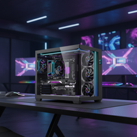 Boîtier PC Mid Tower ATX d'occasion MQ Sea View avec écran d'affichage de température, panneau latéral en verre trempé 360, ports USB 3.0, pour ordinateur de jeu