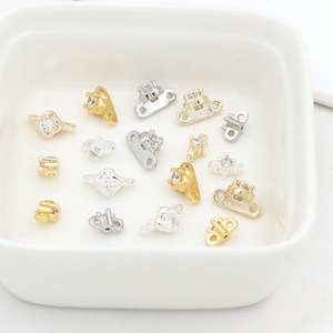 18K Gold Color Preserving Double Hole Buckle Spacer Zircon Jewelry Making Components Mixed Shapes DIY Accessories - Product Image 1