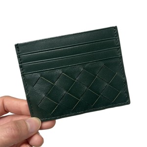 Herensleutelhanger met groene kaarthouder, minimalistische creditcardhouder, dunne portemonnee, geweven PU lederen kaarthouder, luxe portemonnees voor heren - Product Image 1