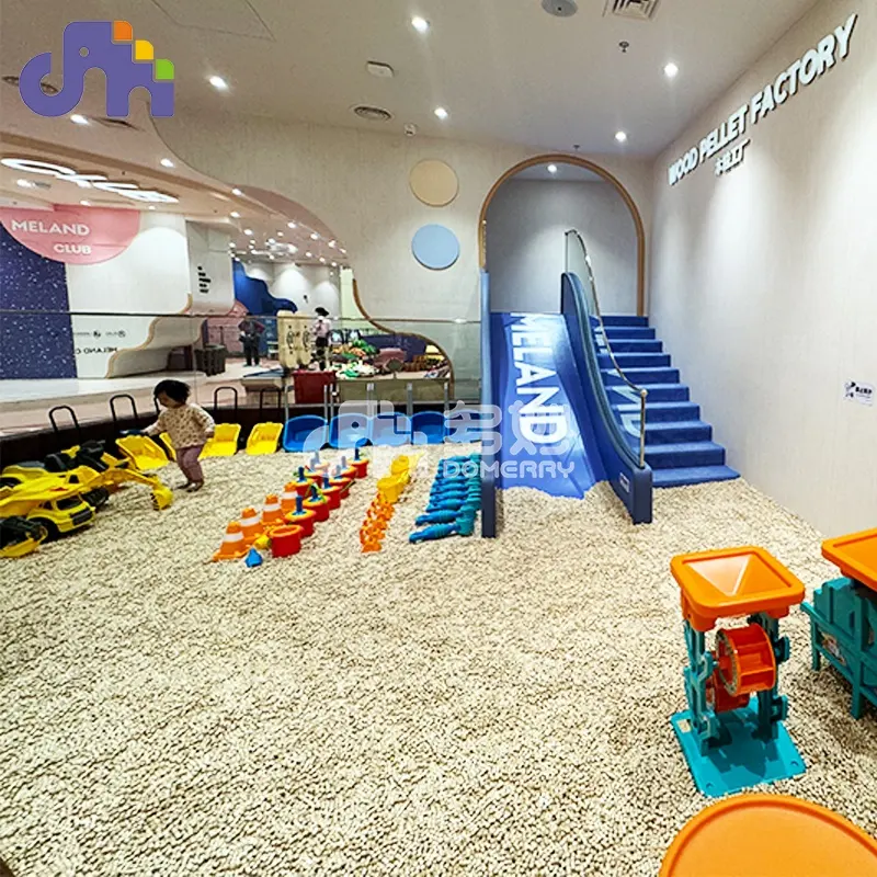 Domerry, parque de recreo interior personalizado, equipo de entretenimiento, piscina de arena de juego suave con grano de madera real para niños
