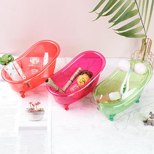 Mini boîte de rangement transparente pour baignoire 0,5 L, organiseur de cosmétiques, conteneur en plastique de bureau, organisateurs de maquillage couleur unie - Product Image 4