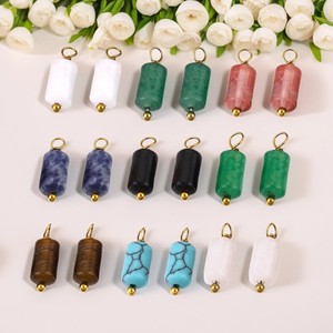 Pendentif Breloque Cylindre Baril en Acier Inoxydable Plaqué Or PVD pour la Fabrication de Bijoux |   Œil de tigre, turquoise, agate, onyx, améthyste - Product Image 1