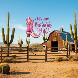 Camiseta de manga larga con diseño de bota rosa para cumpleaños de vaquera estilo country occidental - Product Image 3