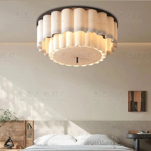 Plafonnier de style vintage couleur crème, design minimaliste pour salon, chambre à coucher, lampes à économie d'énergie montées en surface - Product Image 1