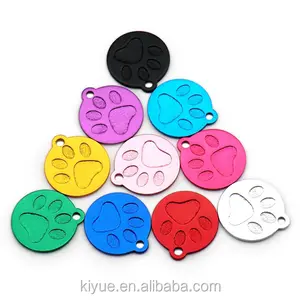 Pet ID Tag Customized Round Dog Paw Shape Aluminum Cat Puppy Anti-Lost Nameplate Collar Kitty Accessories Supplies