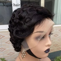Promotion : Perruque Courte Brésilienne 100% Cheveux Humains Remy, Dentelle Transparente 13x4, Couleur Naturelle, pour Perruques Bouclées Pré-découpées, pour Femmes