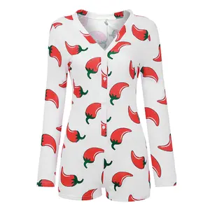 Pigiama Intero Sexy con Vita Elastica e Stampa, Manica Lunga Termica per Donna - Estate/Primavera 2025 - Vendita all'Ingrosso - Product Image 1