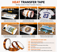 Ruban thermique résistant à la chaleur de 10 mm, film adhésif pour autocollants de logo, fixation de papiers de sublimation, matériau PET, surface brillante
