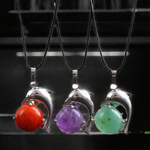 Collar con Colgante de Animal Marino, Diseño de Cola de Delfín, Cuarzo Rosa, Plata, Joyería de Moda para Niñas - Product Image 2