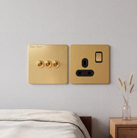 Interrupteur mural de luxe moderne en acier inoxydable, norme britannique, 16A, avec interrupteur à bascule rétro 2 voies et ports USB 1A+1C, panneau électrique