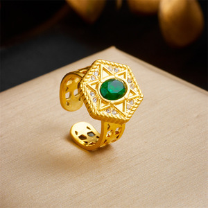 Thời Trang Niche Retro Thiết Kế Kim Loại Kim Cương Dát Ngôi Sao của <span class=keywords><strong>David</strong></span> Phụ Kiện Titan Thép Hollow Mở Vòng - Product Image 3