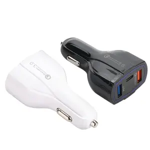 QC3.0 Adaptor Daya Truk 6.8A Pengisi Daya Kendaraan LED Dual-Port PD20W USB-C 3A untuk Pengisi Daya Mobil Iphone12 13
