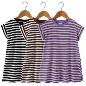 Robes pour filles, en coton rayé, tenues assorties frère-sœur, été 2026, respirantes, manches courtes, vêtements pour enfants - Product Image 2
