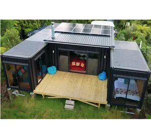 Casas Prefabricadas Casas plegables de 2 dormitorios casa contenedor de panel solar India prefabricada con energía solar