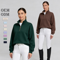 Sweat-shirt d'équitation à col zippé, en tissu modal, chaud, pour l'automne et l'hiver, pour cavaliers, OEM ODM, logo personnalisé, sweat pour chevaux