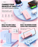Batterie externe HYTO de qualité supérieure 10000 mAh, Power Bank portable 20000 mAh avec câble intégré, entrée Micro USB, double sortie USB