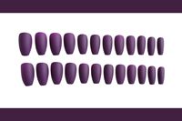Faux ongles en acrylique violet, 24 pièces/couverture en relief, couleur unie, vente en gros