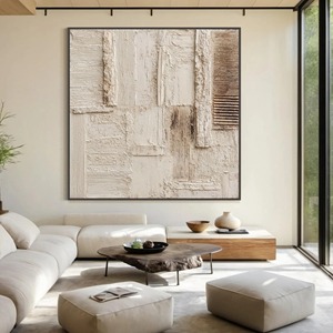 <span class=keywords><strong>Quadro</strong></span> su tela con cornice bianca e marrone, arte astratta 3D con texture, dipinto a mano a olio, decorazione minimalista per soggiorno. - Product Image 4