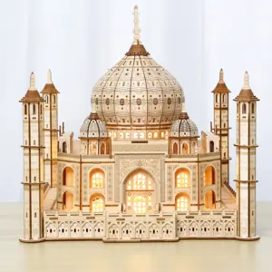 Aniversário Crianças brinquedo de madeira criança puzzle DIY castelo modelo 3D puzzle