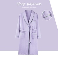 Peignoir en coton respirant à col en V et manches longues pour femme, grande taille, vêtements de nuit printemps