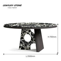 Table de salle à manger en pierre du siècle Calacatta pour alto, marbre noir, veine blanche, pierre naturelle, meubles en bois mixte, table ronde de salle à manger