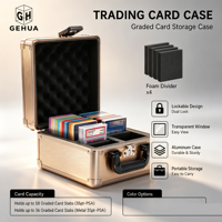 Boîte de rangement verrouillable en aluminium pour cartes gradées (2 ou 3 rangées) – Prête à l'emploi pour cartes de sport et étuis TCG – Boîte à outils pour cartes de sport et étuis de protection TCG