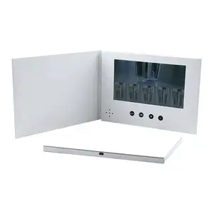 프로모션 디자인 인사말 카드 7 인치 LCD 디스플레이 비디오 북 빈 디지털 기프트 카드 비디오 브로셔 청첩장