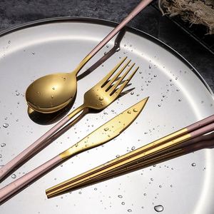 ชุดช้อนส้อมสแตนเลสสีดำสไตล์เกาหลีแบบขายส่ง พกพาสะดวกสำหรับการเดินทาง - Product Image 6