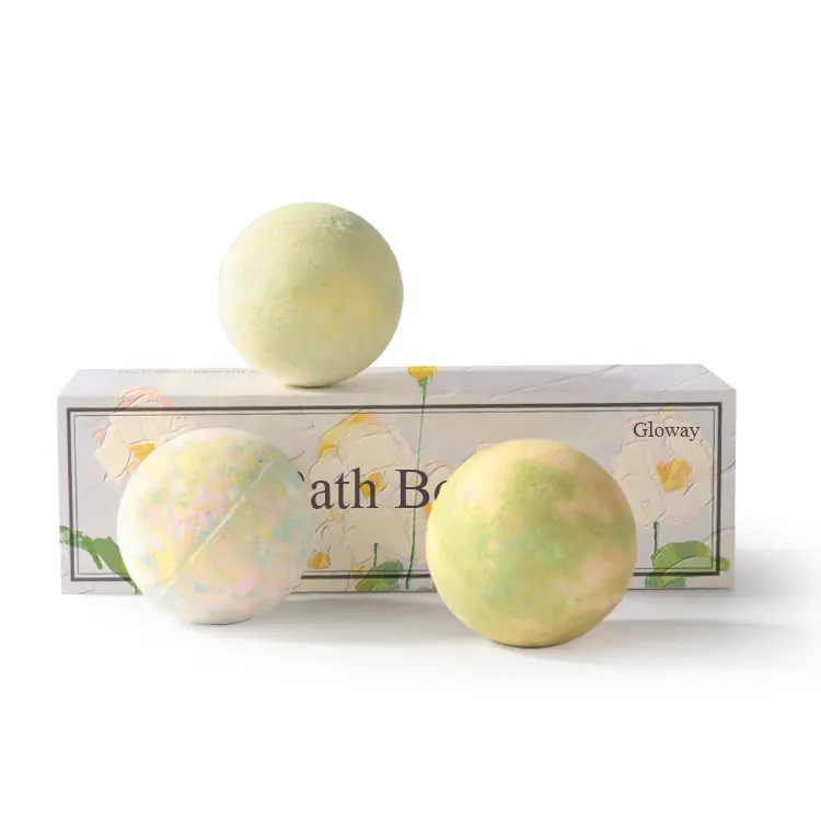 Gloway Custom Cheap 3Pack Refreshing Green Series Aromatherapy Bath Bombs Natural Shower Organic Bath Bomb Bath