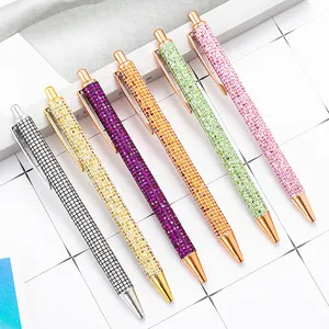 Jh Voorraad Kleine Moq Kleurrijke Leather Cover Glitter Bal Pen Mode Metalen Glitter Pen