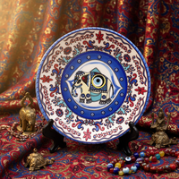 Ensemble de plats et plateaux décoratifs en céramique et porcelaine Changhong Evil Eyes, style turc, avec support de présentation pour le voyage