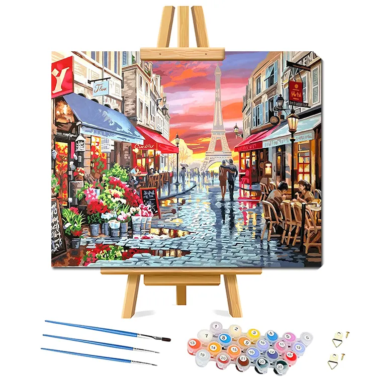 Factory Wholesale Adults Beautiful landscape picture diy oil paint by number canvas painting by numbers