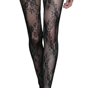 Collants <span class=keywords><strong>haut</strong></span> <span class=keywords><strong>de</strong></span> <span class=keywords><strong>gamme</strong></span> pour femme, en <span class=keywords><strong>nylon</strong></span>, à motif floral en dentelle, maille résille, tissage jacquard, sans couture, fins, effet sculptant - Product Image 5