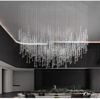 Lustres modernes de luxe pour escalier en verre, luminaires suspendus au plafond, luminaires suspendus en forme de goutte de pluie, lustres LED