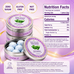 Gomma da Masticare Senza Zucchero con Caffeina, Sviluppata da Dentisti, OEM ODM, Energizzante e Rinfrescante - Product Image 2