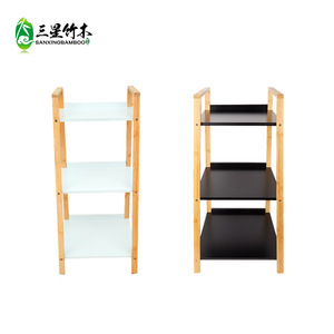 Estante de almacenamiento de bambú, diseño simple, estantería de madera maciza, almacenamiento para estudio, dormitorio, de pie, de tres niveles, multicapa - Product Image 4