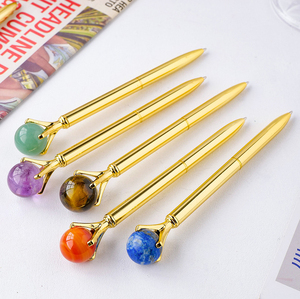 Penna di Cristallo con Sfera da 2cm, Elegante Strumento di <span class=keywords><strong>Scrittura</strong></span> con <span class=keywords><strong>Pietre</strong></span> Preziose, Quarzo Rosa e Ametista per Ufficio, Scuola e Regalo - Product Image 5