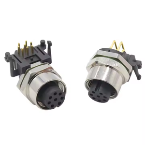 Connecteurs circulaires étanches IP67 M12 à 90 degrés, à visser, avec code A, pour montage sur panneau métallique PCB, 8 broches, prise angulaire - Product Image 3