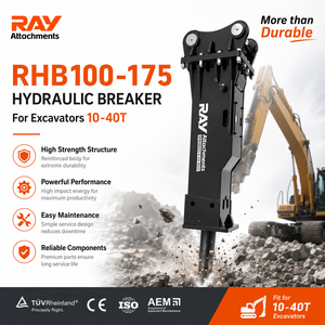 Caja de Cambios Hidráulica de Alta Resistencia RAY ATTACHMENTS RHB125 para Excavadora de 15-18 Toneladas, para Trituración Secundaria en Canteras, Cincel de 125 mm - Product Image 1